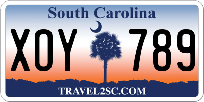 SC license plate XOY789