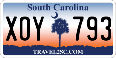 SC license plate XOY793