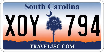 SC license plate XOY794