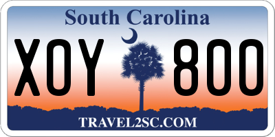 SC license plate XOY800