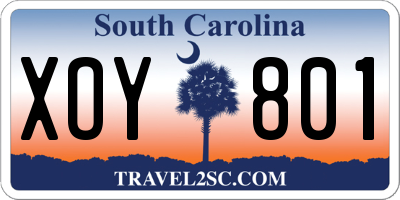 SC license plate XOY801