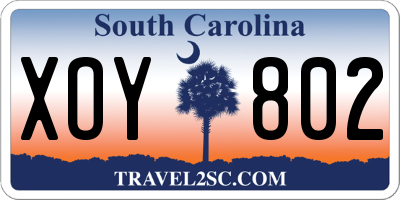 SC license plate XOY802