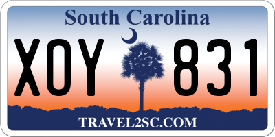 SC license plate XOY831