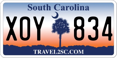 SC license plate XOY834