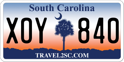 SC license plate XOY840