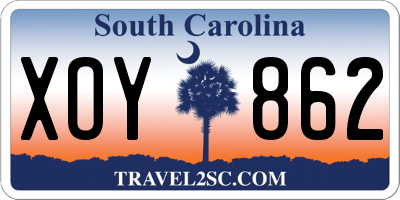 SC license plate XOY862