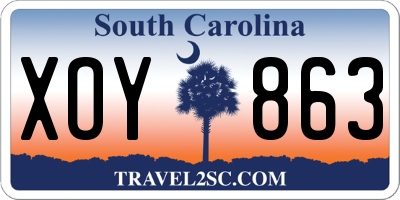 SC license plate XOY863