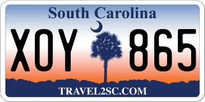 SC license plate XOY865