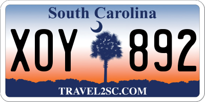SC license plate XOY892