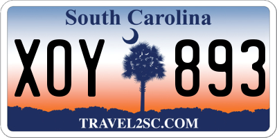 SC license plate XOY893