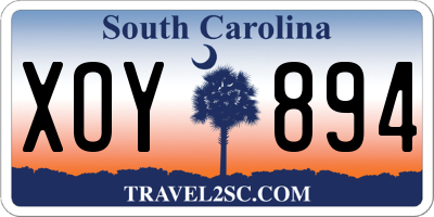 SC license plate XOY894