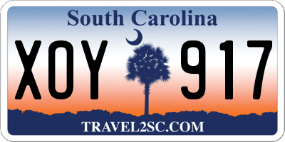 SC license plate XOY917