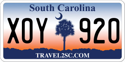 SC license plate XOY920