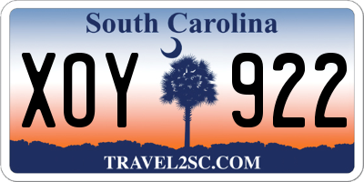 SC license plate XOY922