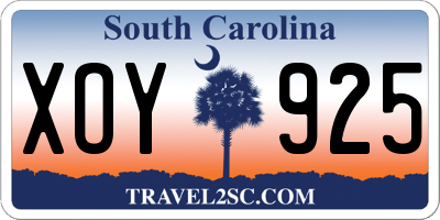 SC license plate XOY925