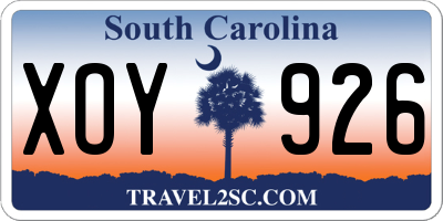 SC license plate XOY926