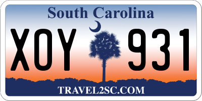 SC license plate XOY931