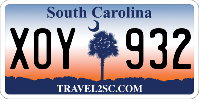 SC license plate XOY932
