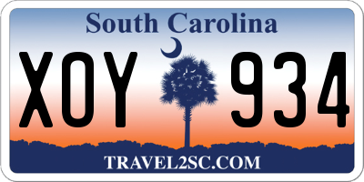 SC license plate XOY934