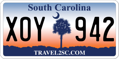 SC license plate XOY942