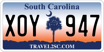SC license plate XOY947