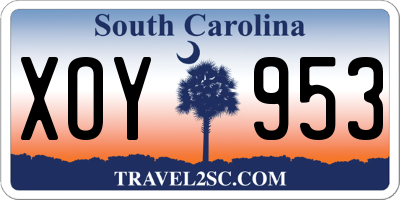 SC license plate XOY953