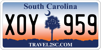 SC license plate XOY959
