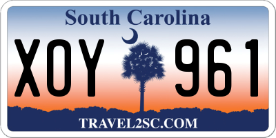 SC license plate XOY961