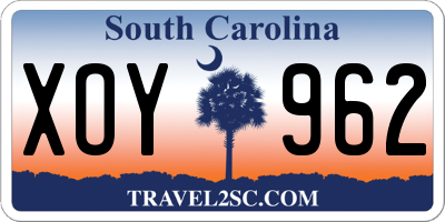 SC license plate XOY962