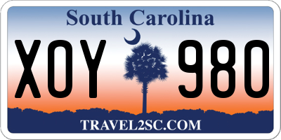 SC license plate XOY980