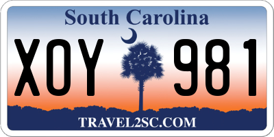 SC license plate XOY981