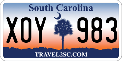 SC license plate XOY983