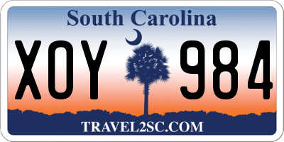 SC license plate XOY984