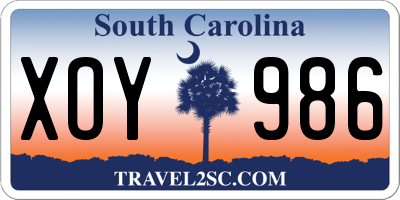 SC license plate XOY986