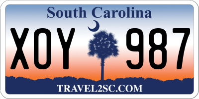 SC license plate XOY987
