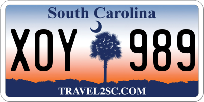 SC license plate XOY989