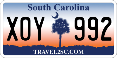 SC license plate XOY992