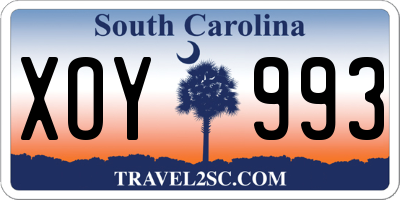 SC license plate XOY993
