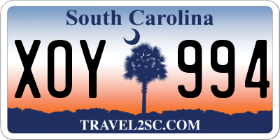SC license plate XOY994