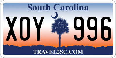 SC license plate XOY996