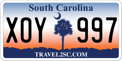 SC license plate XOY997
