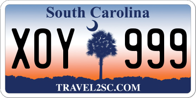 SC license plate XOY999