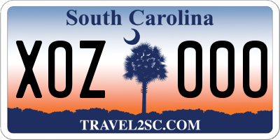 SC license plate XOZ000