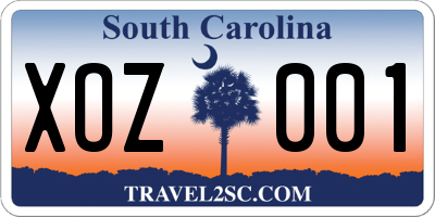 SC license plate XOZ001