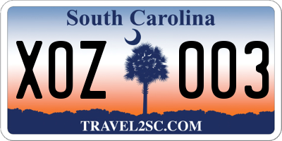 SC license plate XOZ003