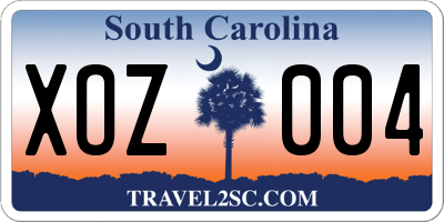 SC license plate XOZ004