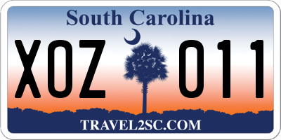 SC license plate XOZ011