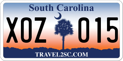 SC license plate XOZ015