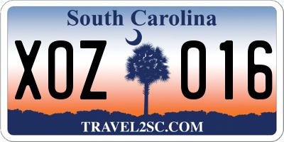 SC license plate XOZ016