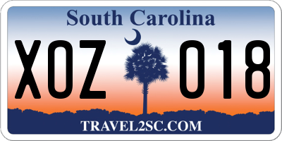 SC license plate XOZ018